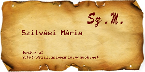 Szilvási Mária névjegykártya