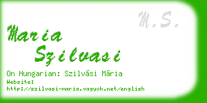 maria szilvasi business card
